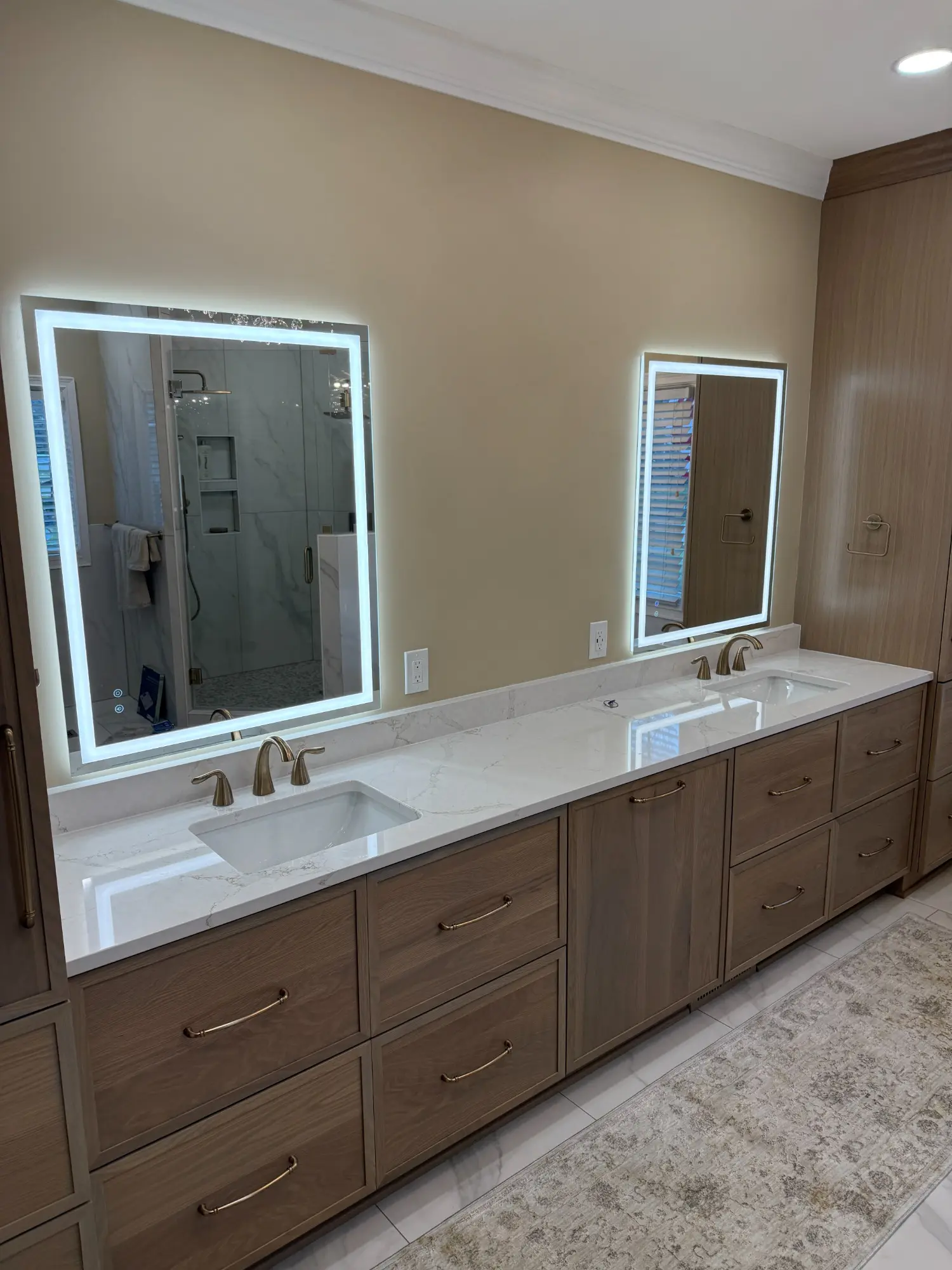 Modern master bathroom remodeling project by Serge Construction